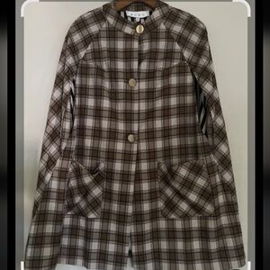 Plaid Women's Mama Cape in Beige and Brown